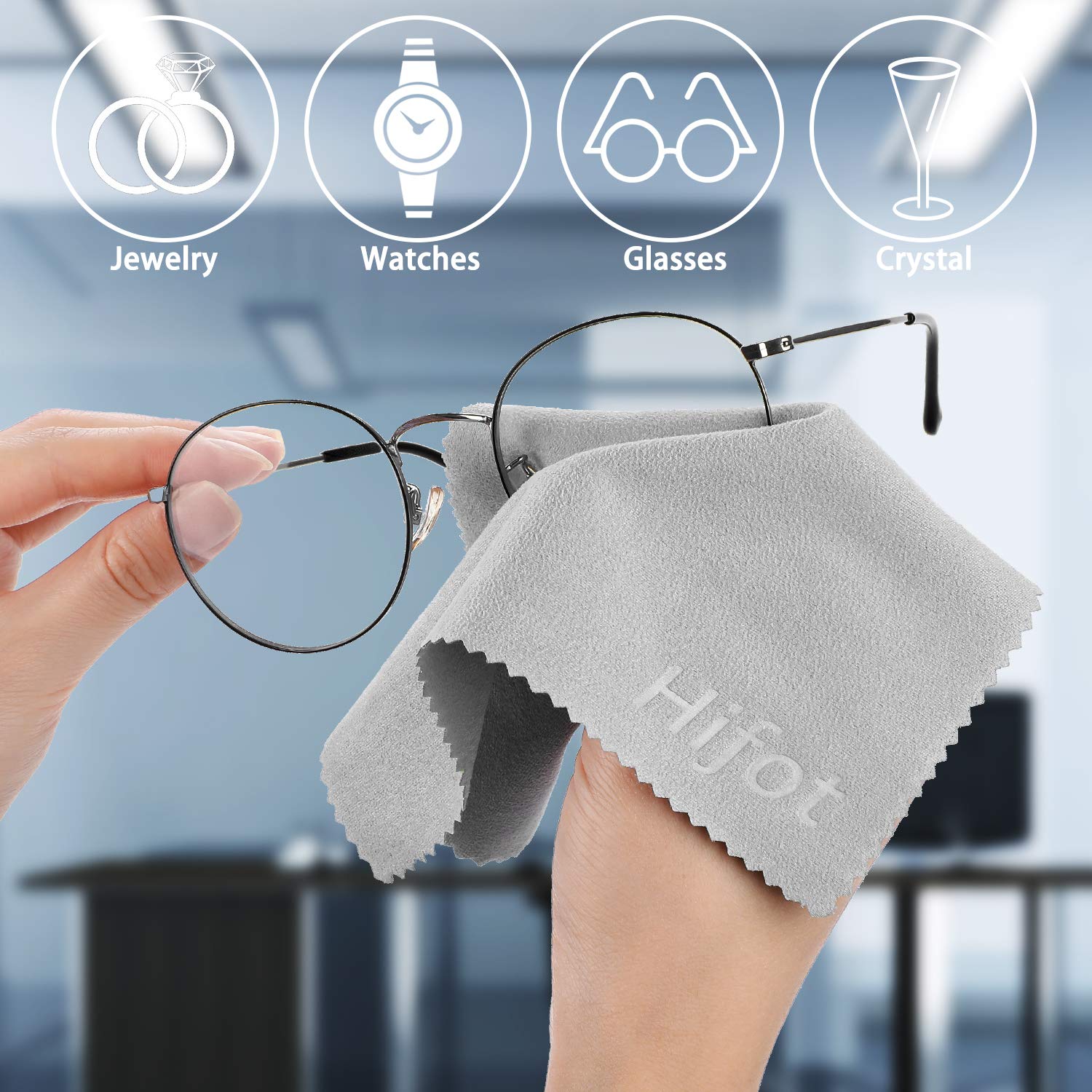 Hifot Microfiber Cleaning Cloth 12 Pack,Glasses Cleaning Cloth for Eyeglasses,Spectacles,Sunglasses, Camera Lenses, iPad,Tablets, Phones,LCD Screens and Delicate Surfaces-5.7 inches/14.5cm * 6.9 inches/17.5cm