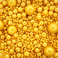 A Pinch Of - Pearls Mix - Glimmer Gold Cake Topper Sprinkles - 30g Edible Shimmer Ball Cupcake Decorations - Perfect for Weddings, Christenings & Parties
