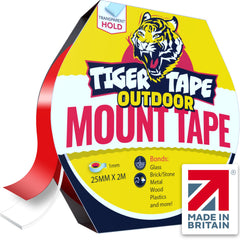 Tiger Tape® UK Made. Outdoor Double Sided Mounting Tape   Clear Heavy Duty Waterproof Tape for Brick, Glass, Metal, Plastics   Quick & Easy, No Screws, Nails, or Glue Needed   Permanent