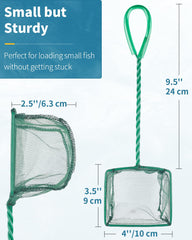 Uniclife 10 cm Aquarium Fish Net with Braided Metal Handle Small Square Net with Soft Fine Mesh Sludge Food Residue Wastes Skimming Cleaning Net for Fish Tanks Small Koi Ponds and Pools