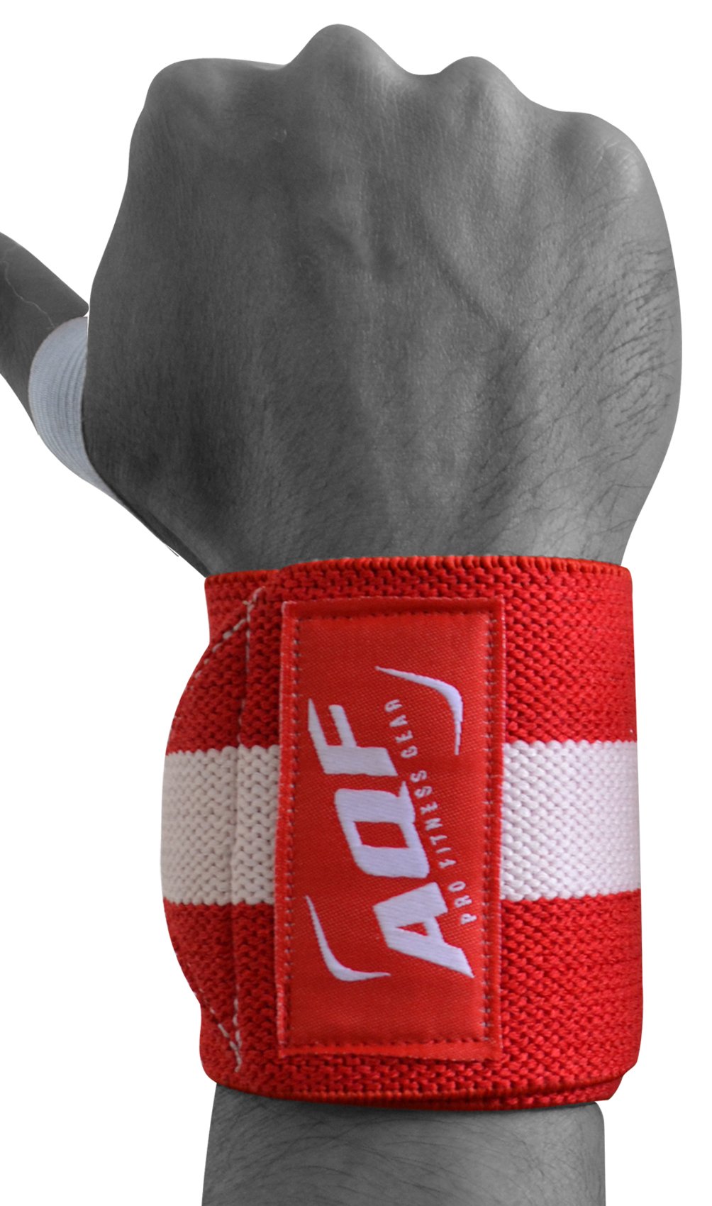 AQF Power Weight Lifting Wrist Wraps Supports Gym Training Fist Straps - Sold as Pair & One Size Fits All (Red)