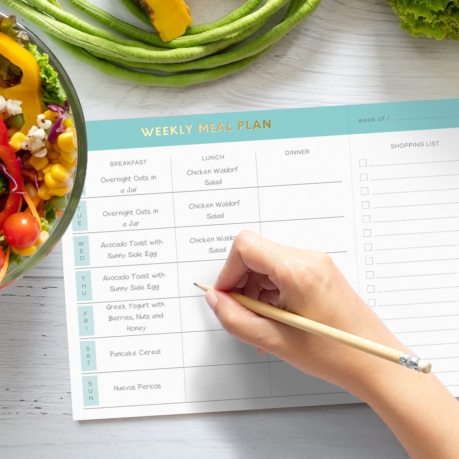 Sweetzer & Orange Weekly Meal Planner and Grocery List Magnetic Notepad. Teal 10x7” Meal Planning Pad with Tear Off Shopping List. Plan Weekly Menu Food for Weight Loss or Dinner List for Family!