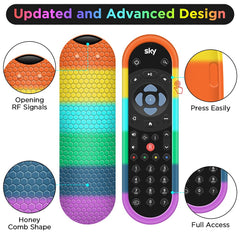 Case for Original Sky Q Voice Remote Control SKY135,Sky Glass Remote Protective Silicone Cover SKY Q Touch and Non-Touch Remote Control Sleeve Skin Holder Battery Back Protector Universal-Rainbow