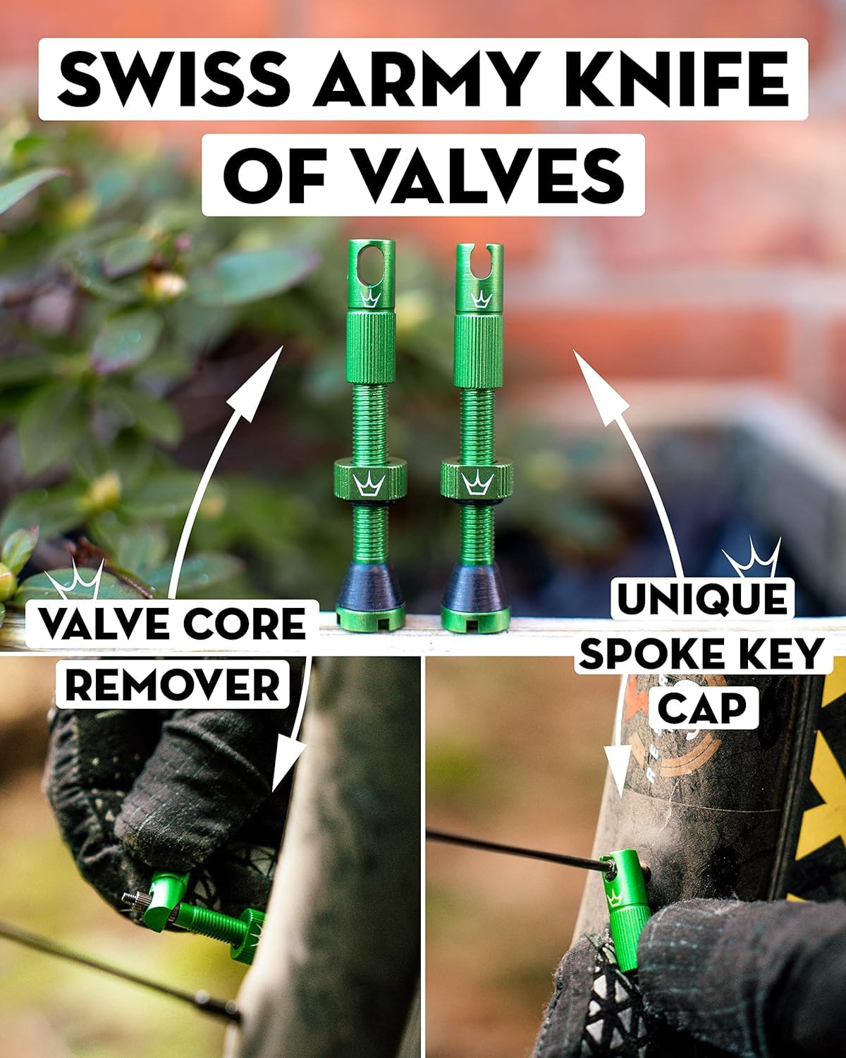 Peaty's X Chris King MK2 Tubeless Valves Presta - Integrated Spoke Key & Valve Core Removal Caps, Mountain Bike, Road & Gravel Bicycle Tyre, Insert Compatible, 7075 Aluminium - 60mm, Slate