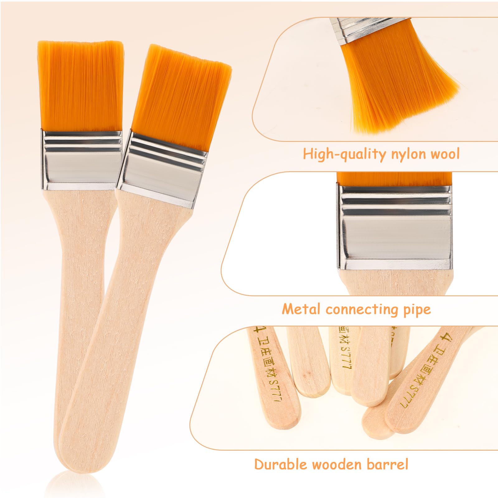 6 Inch Paint Brush Trim Painting Tool Soft Bristle with Wood Handle Small Paint Brushes for Wall, Touch Up, Cabinets, Fences, Edge Painting Tool(1 inches Wide）