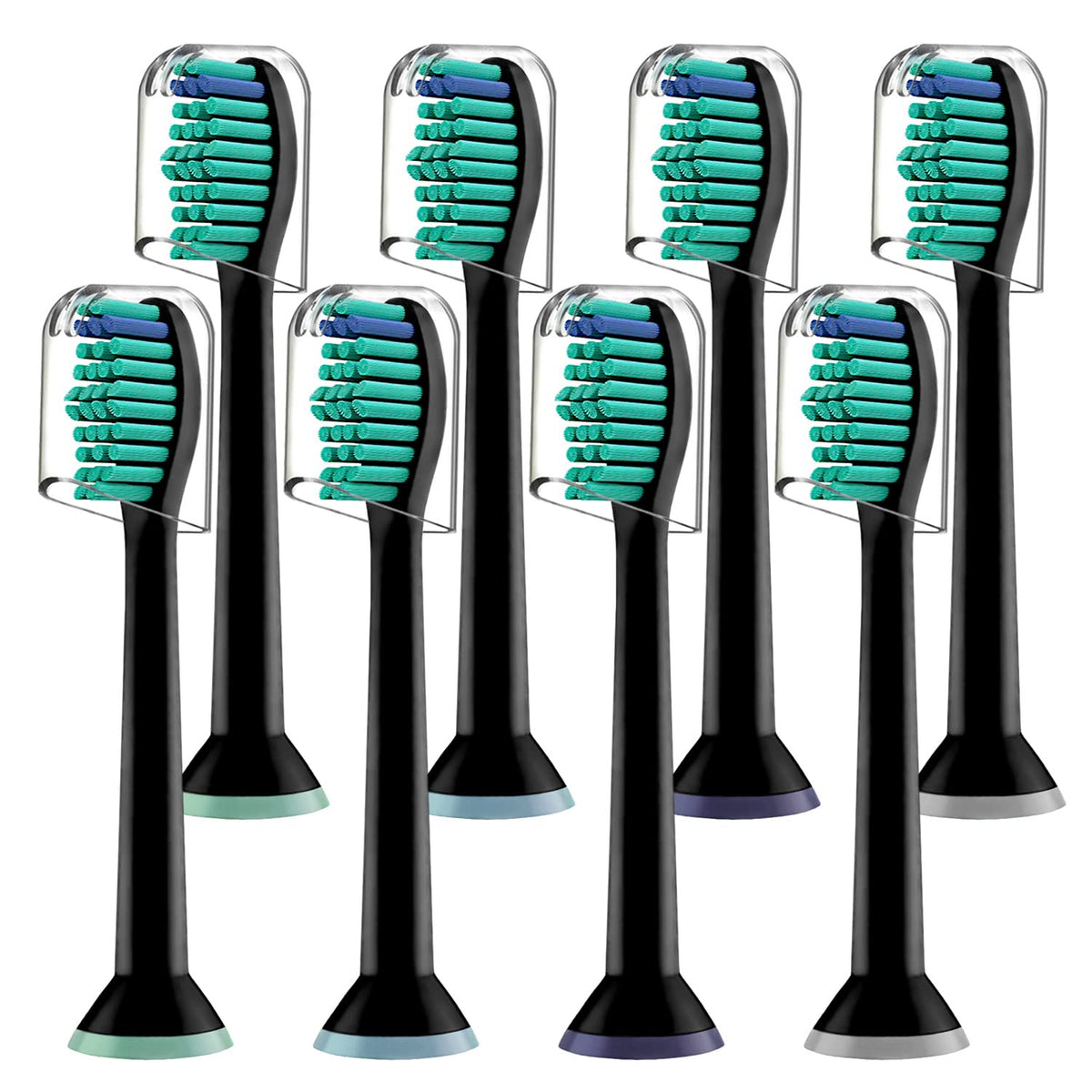 Derffin Replacement Toothbrush Heads, 8 Pack Standard Brush Heads Compatible with Philips Sonicare Electric Toothbrushes, Fit The Models of HX3/HX6/HX9/HX8/HX7 Series (Black)