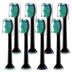 Derffin Replacement Toothbrush Heads, 8 Pack Standard Brush Heads Compatible with Philips Sonicare Electric Toothbrushes, Fit The Models of HX3/HX6/HX9/HX8/HX7 Series (Black)