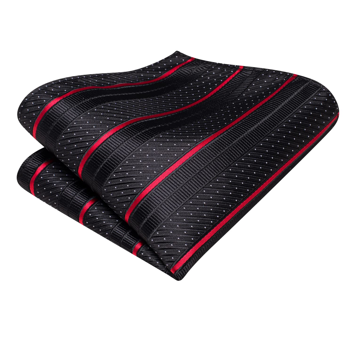 Hi-Tie Formal Black Red Striped Mens Neck Tie Set Silk Woven Ties With Pocket Squares Cufflinks Clip Pin Designer Tie