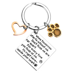 Pinenuts Pet Memorial Keychain, Dog Memorial Gifts Loss of Pet Keychain with Paws, Cat Sympathy Keyring Dog Remembrance Keychain Pet Bereavement Gifts with Box