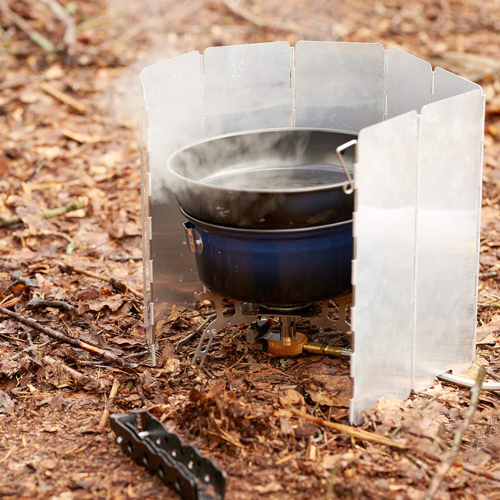 Stove Windscreen, 8/9/10/12/14/16 Plates Aluminum Stove Windshield with Drawstring Bag, for Camping, Butane Stoves(10 Plates)