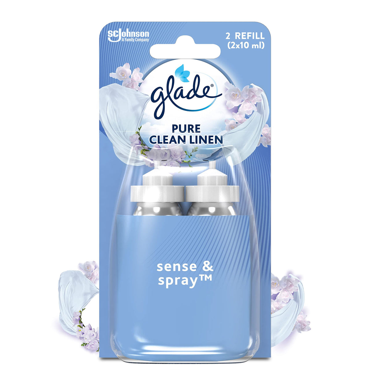 Glade Sense & Spray Air Freshener Refill, Motion Activated Automatic Odour Eliminator for Home, Clean Linen, Duo Pack (2 x 18ml)