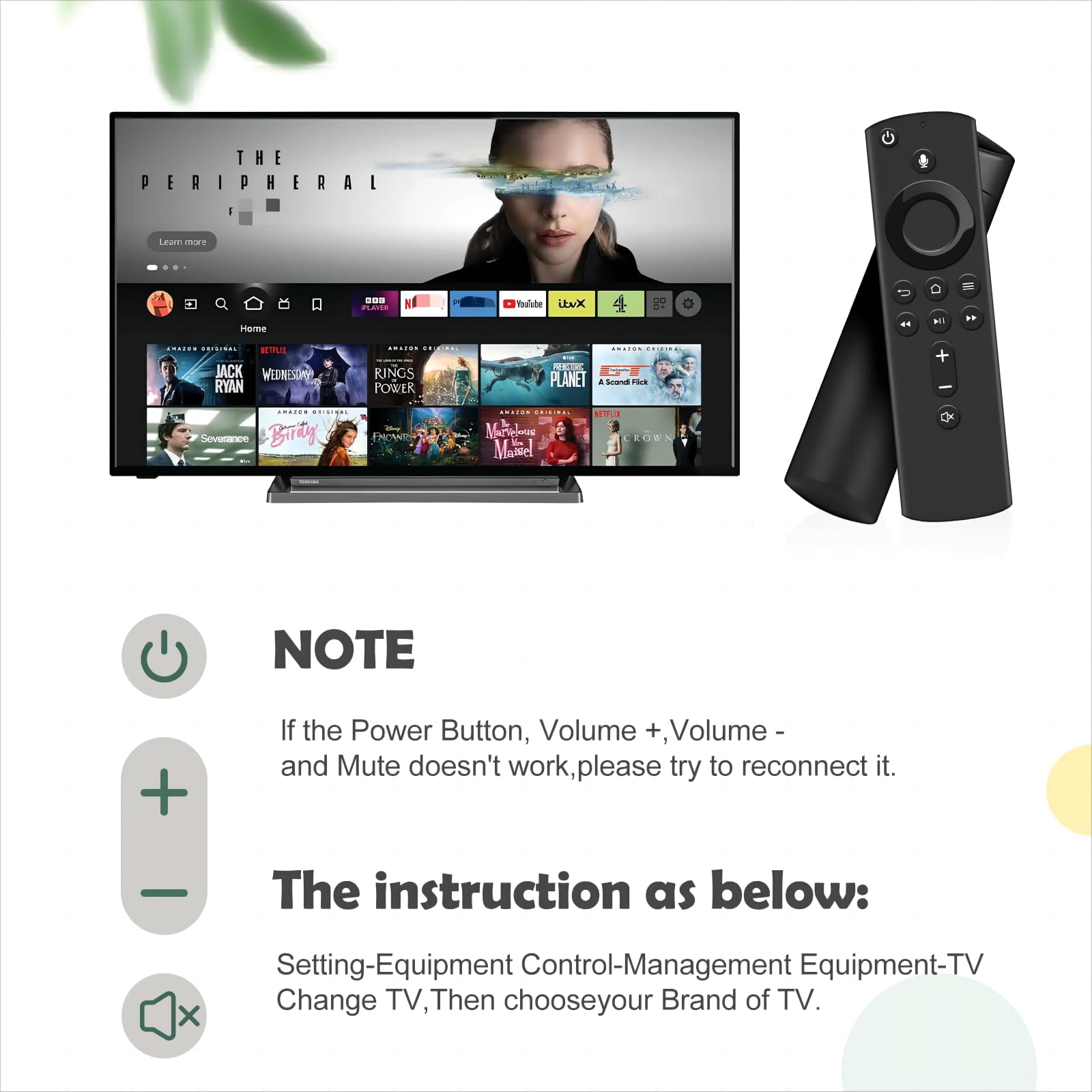 Replacement Voice Remote (2rd Gen) with Voice Function fit for AMZ Smart TVs 4K/Lite/Cube/4K Max Stick,and fit for Smart TVs Cube (1st Gen and Later)