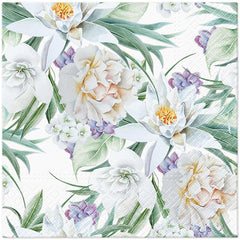 Tete a Tete 3Ply Flowery Tissue Paper Napkins Decoupage Serviettes 33cm x 33cm - 1/4 Folded (Pack of 20) (Orient Flowers)