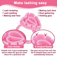 Fuyamp 100 Pcs Lash Glue Holder, Plastic Glue Rings Glue Holder Rings, Love Heart Shaped Lash Glue Rings False Eyelash Glue Ring Cup Lash Volume Rings for Eyelash Extension(4 Colors)(100 Pcs)