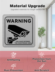 CCTV in Operation Sign 3 Pack, Mellbree CCTV Aluminum Sign with Self-Adhesive Stickers UV Resistant Anti-rust for House and Business Indoor or Outdoor Use 15x15cm