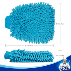 MR.SIGA Microfiber Car Wash Mitt, Pack of 2, Blue & Yellow