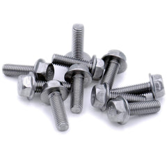 M6 (6mm x 35mm) Flanged Hex Bolt (Fully Threaded Setscrew) - Stainless Steel (A2) (Pack of 10)