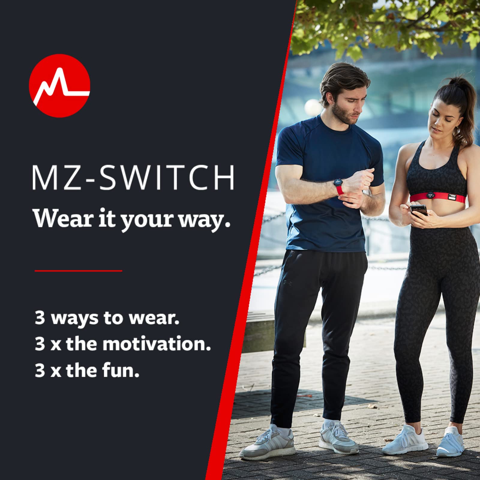 MYZONE MZ Switch Replacement Arm & Wrist Straps - Black