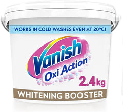 Vanish Gold Oxi Action Laundry Booster and Stain Remover Powder for Whites 2.4kg, Removes Tough Stains Even at 20°, For Whiter Whites, Safe on Everyday Fabrics (Packaging May Vary) (Pack of 1)