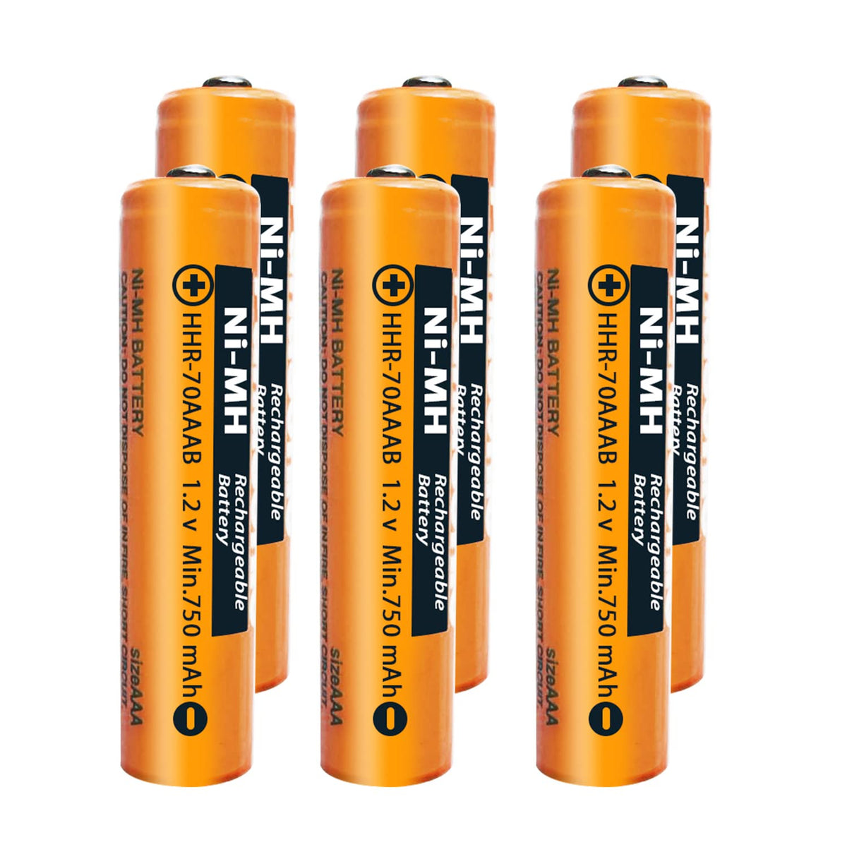 NI-MH AAA 750mAh (1.2 V) Battery for Gigaset Cordless Phones, Rechargeable Batteries AAA for Panosonic - Pack of 6