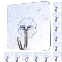 AOMEES Adhesive Hooks Heavy Duty Wall Hooks 8kg (Max) Self Adhesive Hook 12pcs