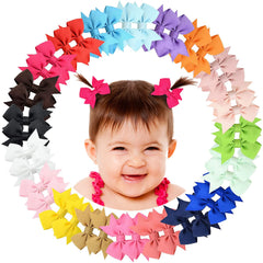 40Pieces Baby Girls Clips 2 inches Mini Hair Bow Grosgrain Bows with Fully Ribbon Lined Alligator Clips for Infant Toddlers Kids 20 Colors in Pairs