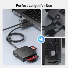 uni SD Card Reader, Memory Card Reader 4 in 1 USB C USB 3.0 Dual Connector Adapter Simultaneously Read SD MS CF TF Cards Supports Micro SD/Micro SDXC/SDHC/MMC/MS Pro Duo, etc