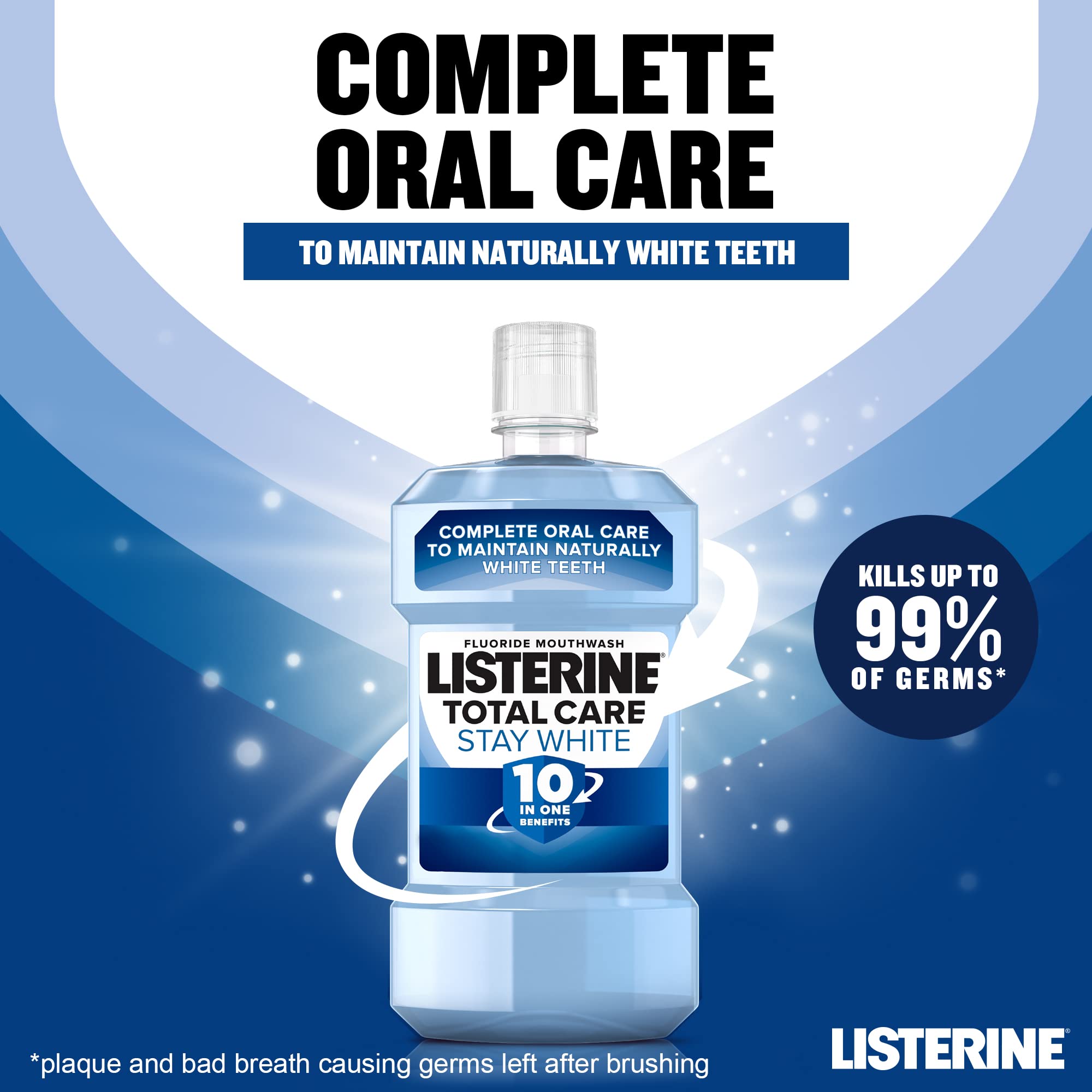 Listerine Total Care Stay White Mouthwash 500ml (Pack of 2)