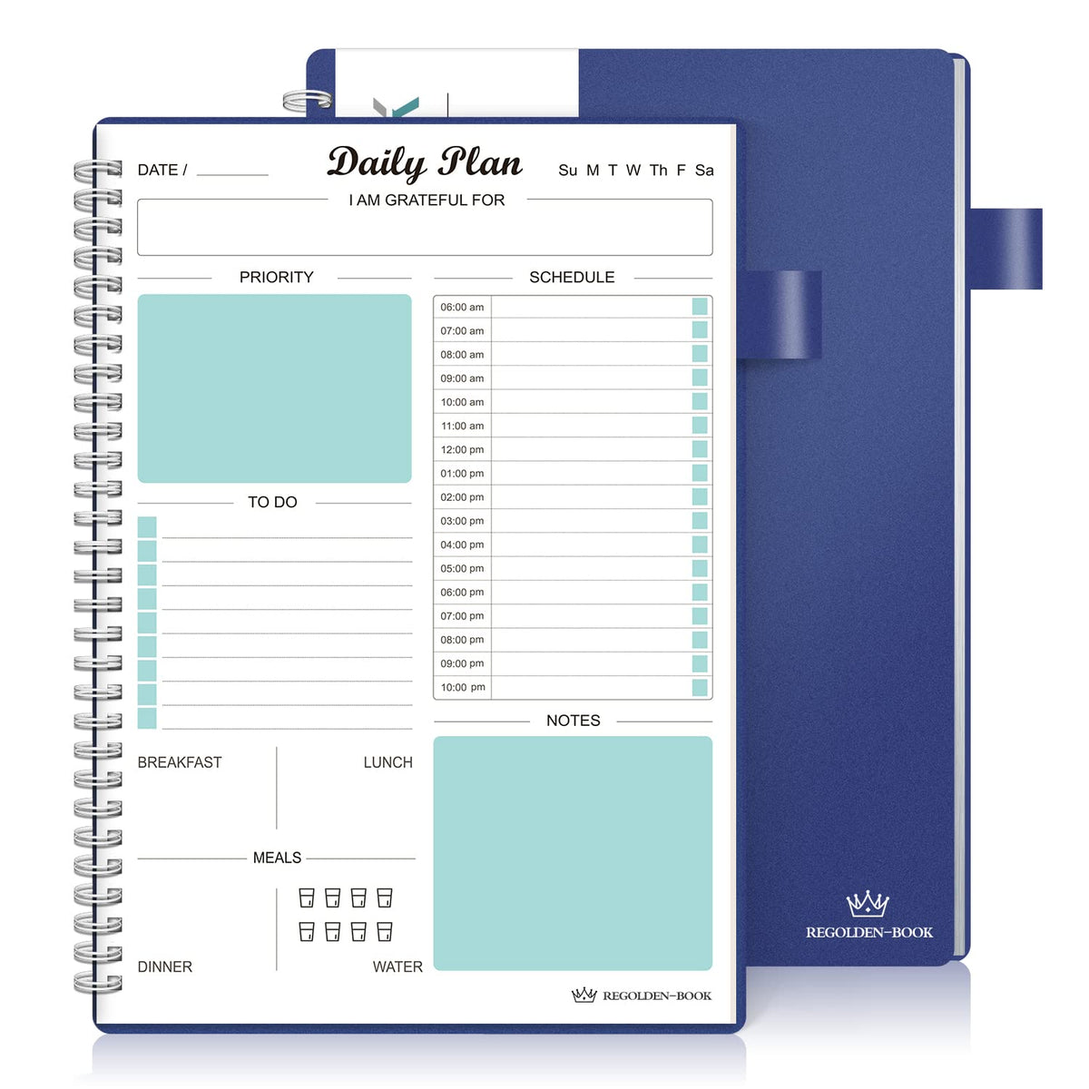 Daily Planner To Do List Notebook Regolden-Book Daily Schedule To Do List Daily Planner Organizers Undated Daily Planner Notebook Daily Life Planner Daily Journal (7x10 inches) (Blue)