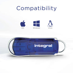 Integral INFD8GBCOU 8GB USB Memory 2.0 Flash Drive Courier Blue