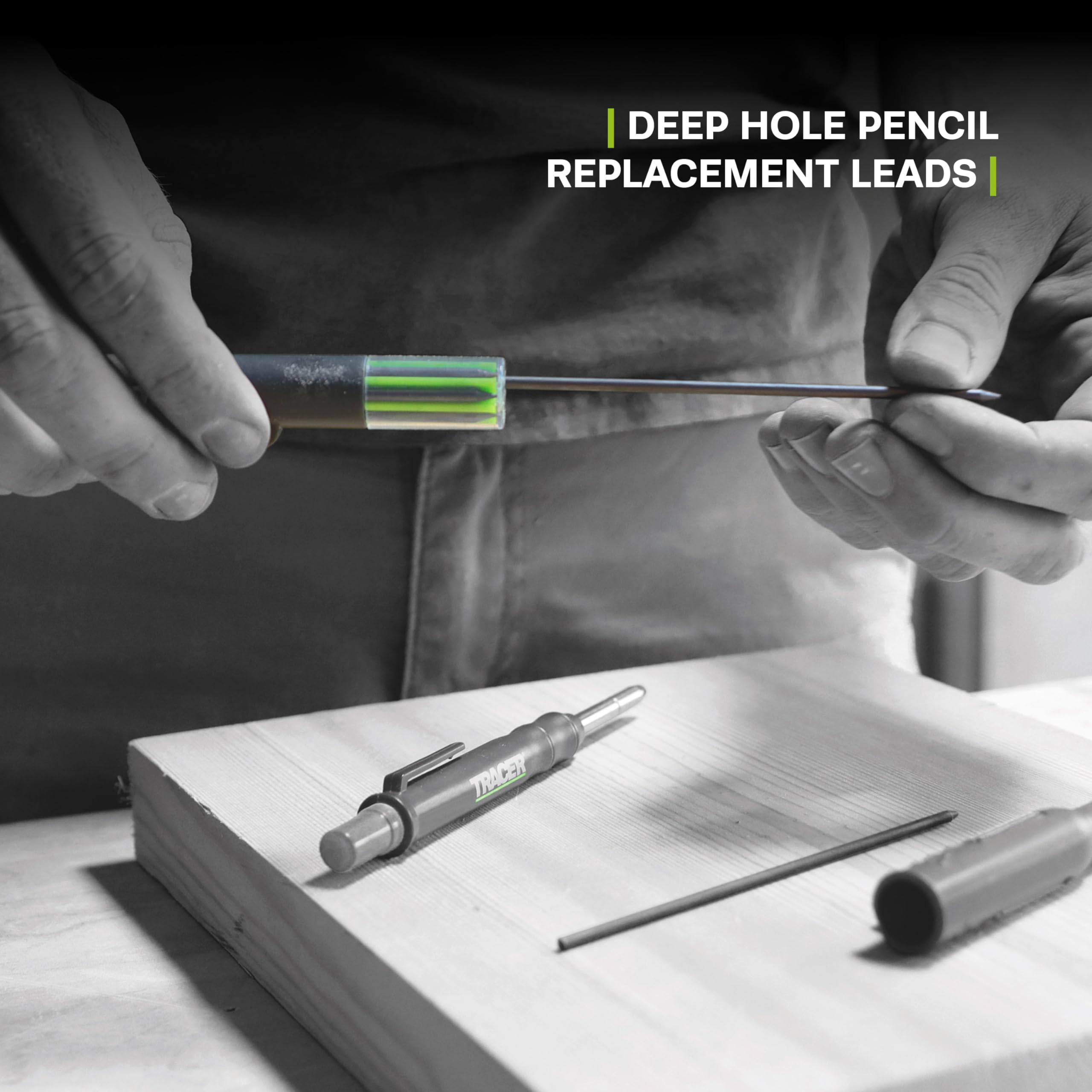 Tracer Deep Hole Pencil Replacement Leads Set - 12 x 2.8mm Graphite Leads for the Pencil. Set of 12 x Pencil refills