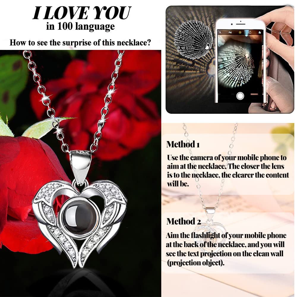 Preserved Real Rose Gifts for Women,Mum,Wife,Eternal Flowers Rose with I Love You Necklace in 100 Languages,Gifts for her on Birthday, Anniversary, Valentine's Day, Mother's Day, Christmas