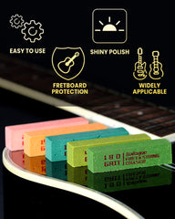 Baroque Fret Erasers for Guitar, Fret Polishing Cleaner, Frets Polish Tools Kit, Clean Fret Wire/String/Metal, Set of 5 (180& 400& 1000& 1500& 2000 Grit)