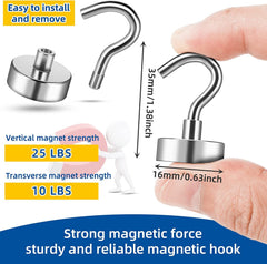 FINDMAG Magnetic Hooks, 6 Pack Strong Neodymium Magnet Hooks, Strong Magnetic Hooks for Fridge, Magnetic Hooks for Cruise, Strong Magnet with Hooks for Hanging, Kitchen, Bathroom, Garage, Grill