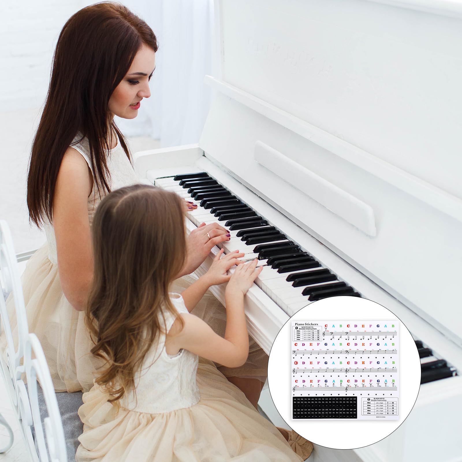 2 Sets Piano Keyboard Stickers for 88/61/54/49/37 Key Piano Transparent Electronic Keyboard Note Labels Piano Key Note Stickers Removable Keyboard Letters Stickers for Beginner