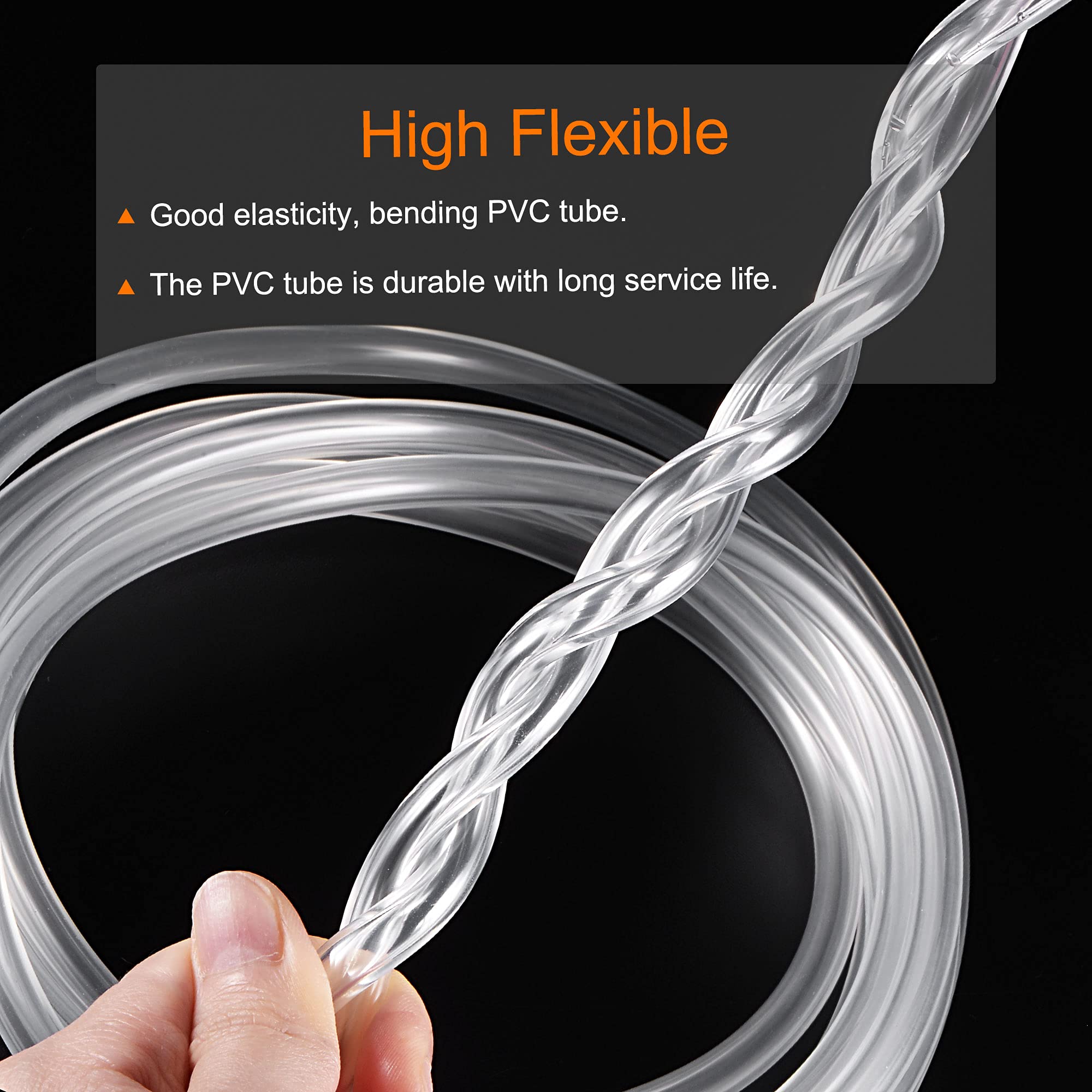 sourcing map PVC Transparent Hose Vinyl Tubing 5mm ID 7mm OD 2.5m Flexible Lightweight for Water Tube,Air Tube