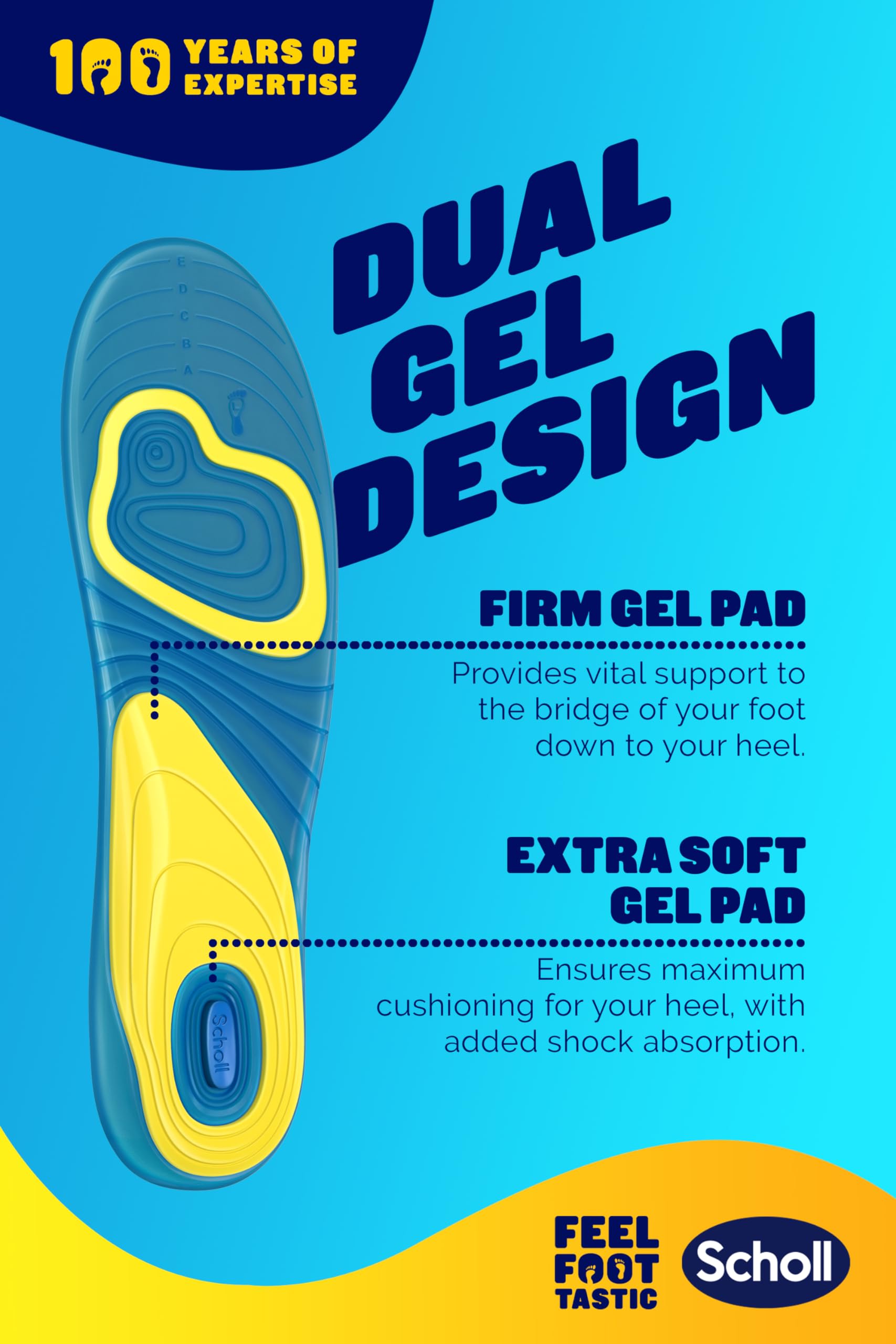 Scholl GelActiv Every Day Insoles for Men - Anti Foot Fatigue Comfort Insoles - Insoles for Walking / Hiking - Trim to Fit Your Walking Boot / Shoes - UK Size 7-12, 1 Pair, Blue