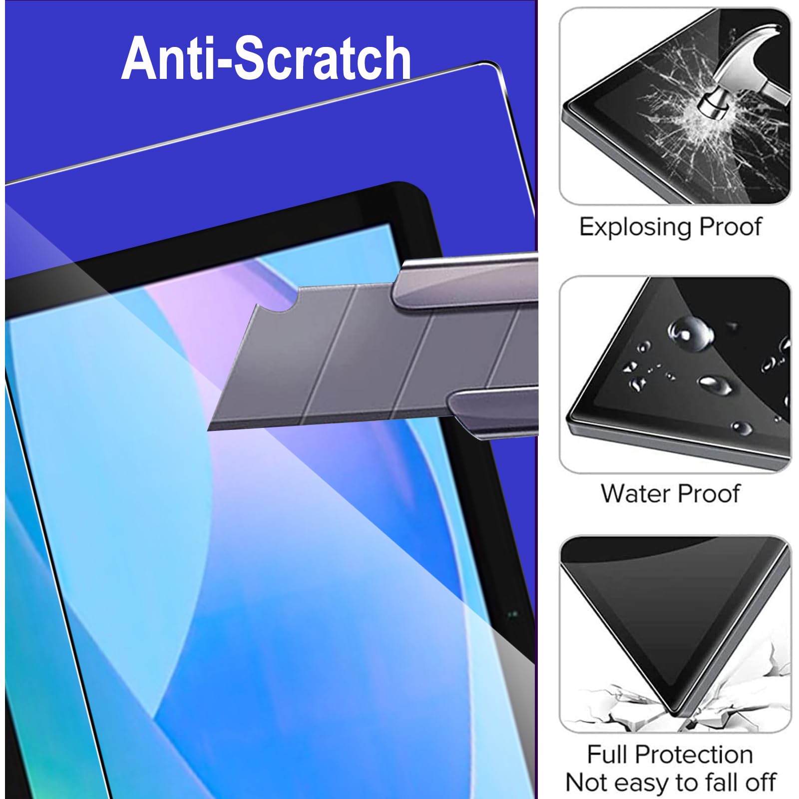 KZIOACSH Screen Protector for DOOGEE U10 Tablet 10 Inch,2 Pack HD Tempered Glass Screen Protector Cover High Hardness Anti-Scratch Anti-Fingerprint Touch Sensitive Protective Screen Film