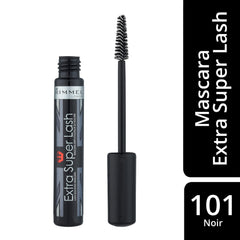 RIMMEL LONDON - Extra Super Lash Building Mascara - Defines, Lengthen & Curl Lashes - With Hydrogel For Healthy Looking Finish - Enriched With Vitamin E - No Clumping - 101 Black Black