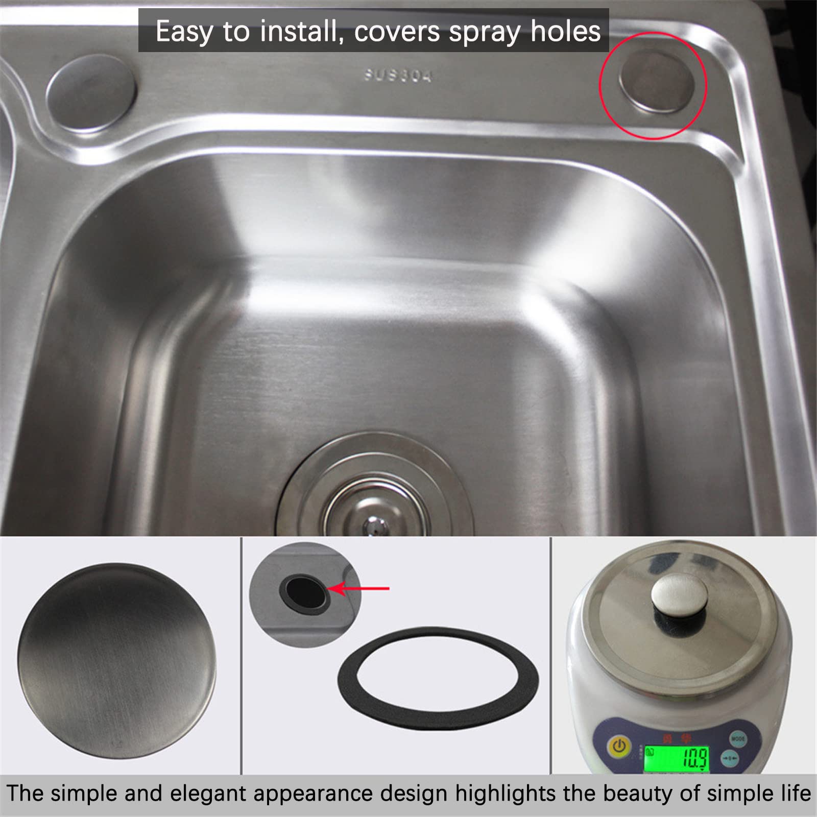 Sink Tap Hole Cover, Overflow Sink Tap Hole Cover Stainless Steel, Faucet Sink Blanking Cap Bath Tap Cover Sink Hole Cover, Overflow Sink Hole Cover Useful for Bathroom Kitchen Toilet