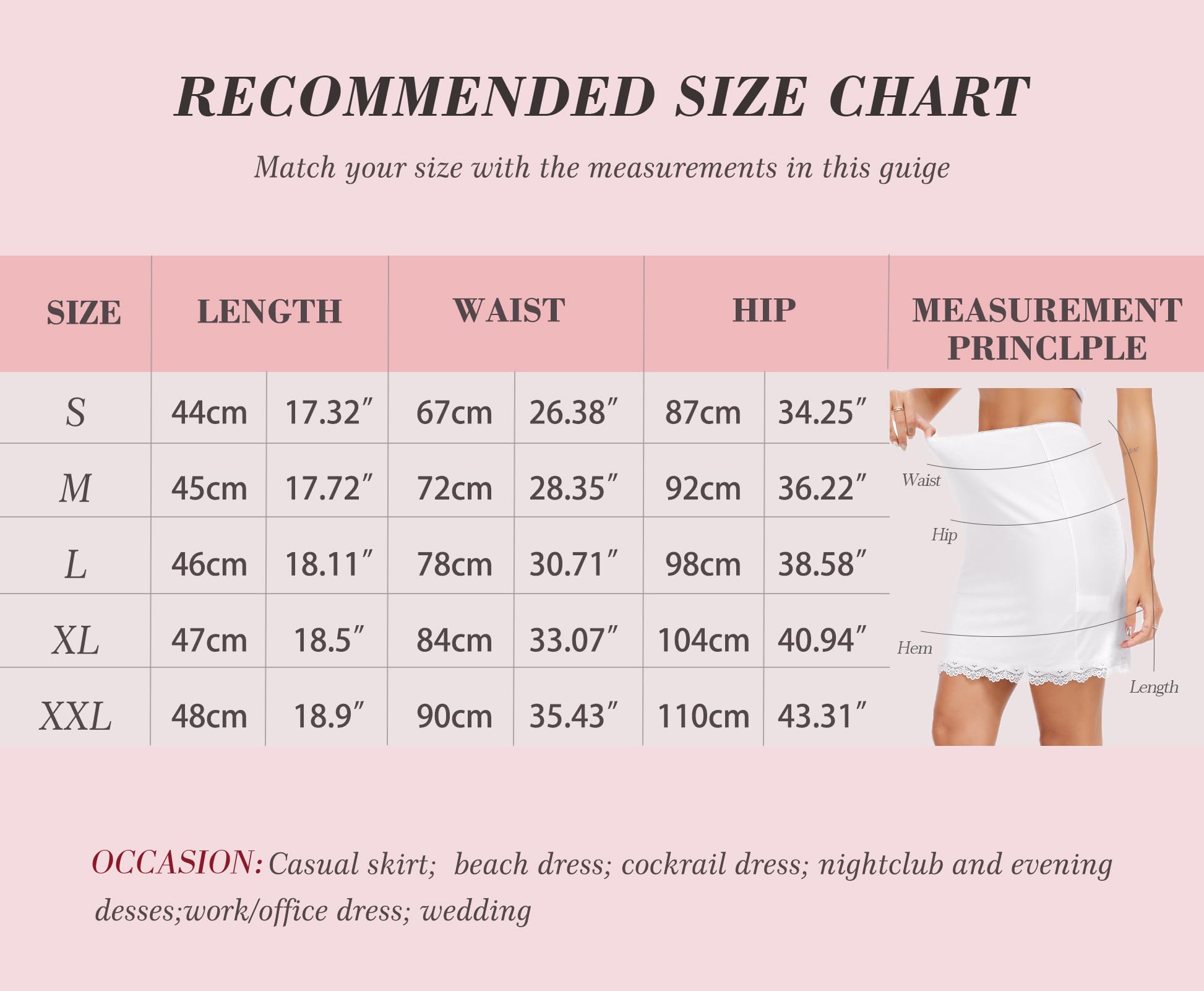 Vlazom Women Underskirt Soft Cling Resistant Half Slips for Ladies Waist Slips Petticoat with Lace A-Whtie,M