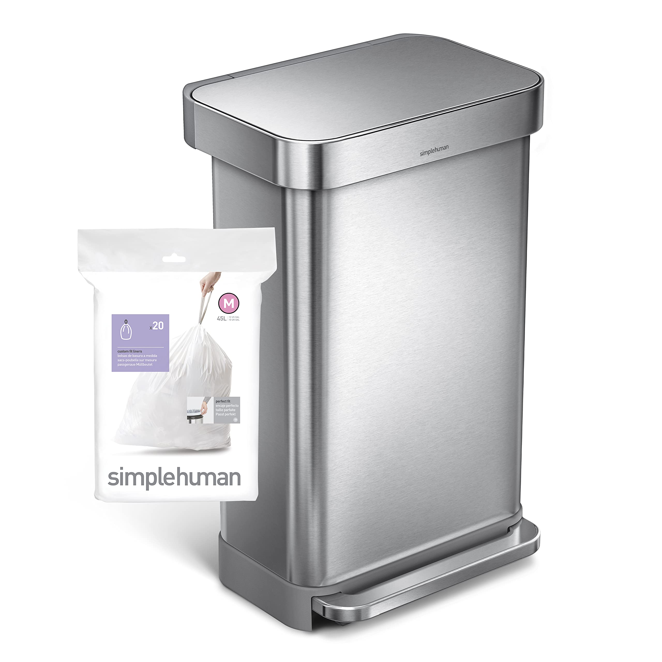 simplehuman CW0173 code M Custom Fit Bin Liners, White Plastic (Pack of 20 Liners)