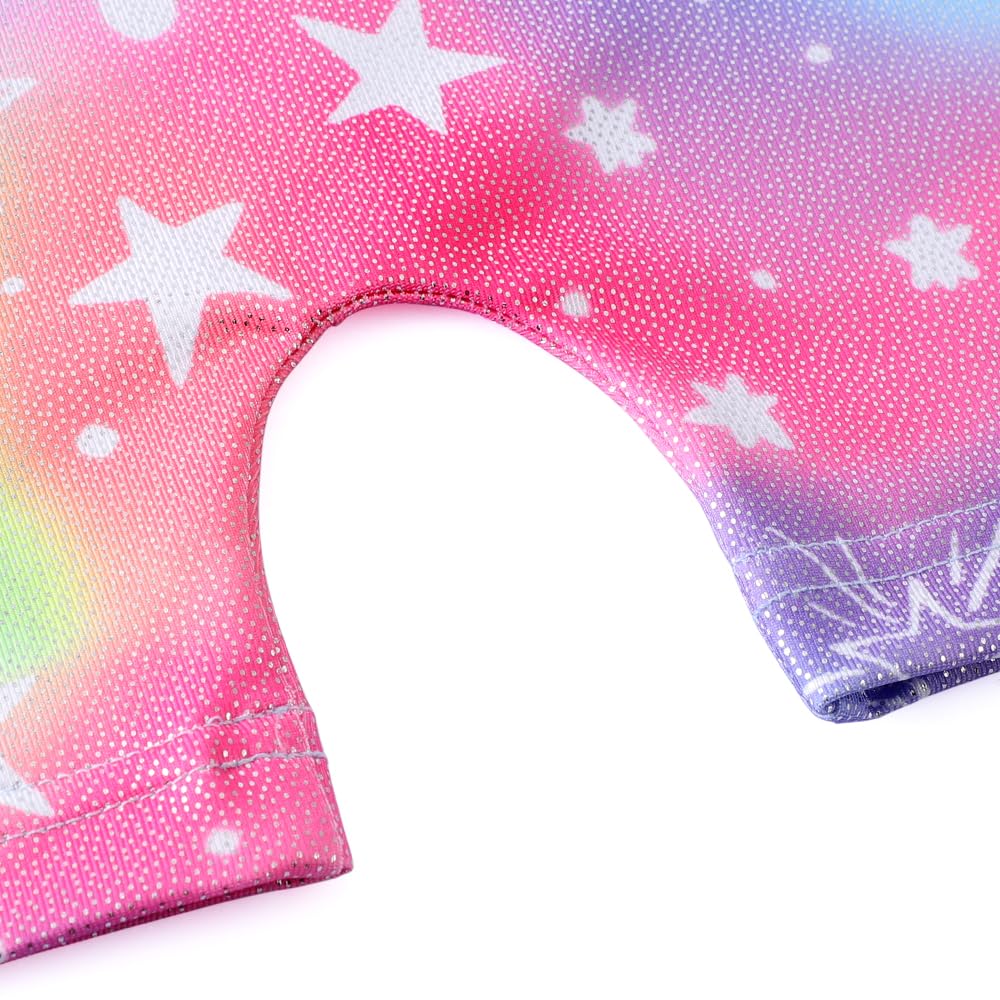 XiaoMoSha Gymnastics Leotards for Girls Sleeveless Unitard Dance Outfit for Kids Gradient Color Sparkly Unicorn Rainbow for Little Girls(Sparkling star, 5-6 Years)