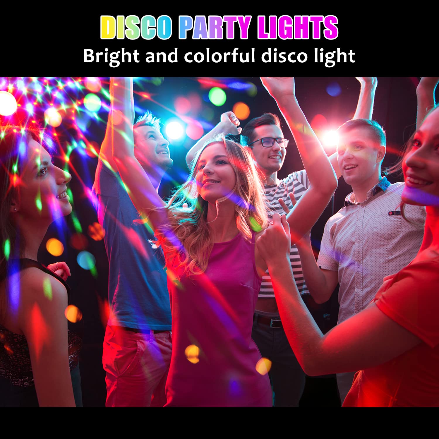 Gobikey Disco Lights, 360° Rotation Sound Activated Disco Ball Party Lights with Remote Control - 3W RGB Dynamic Light Effect, 4M/13ft USB Cable for Kids Birthday, Friend Gathering, Xmas