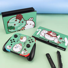 DLseego Compatible with Switch Skin Sticker,Cartoon Cute Fun Skins Full Set Faceplate Cover Decals for Kids Girl Women,Console & Joystick Controller & Dock Protection Kit for Switch-Purple