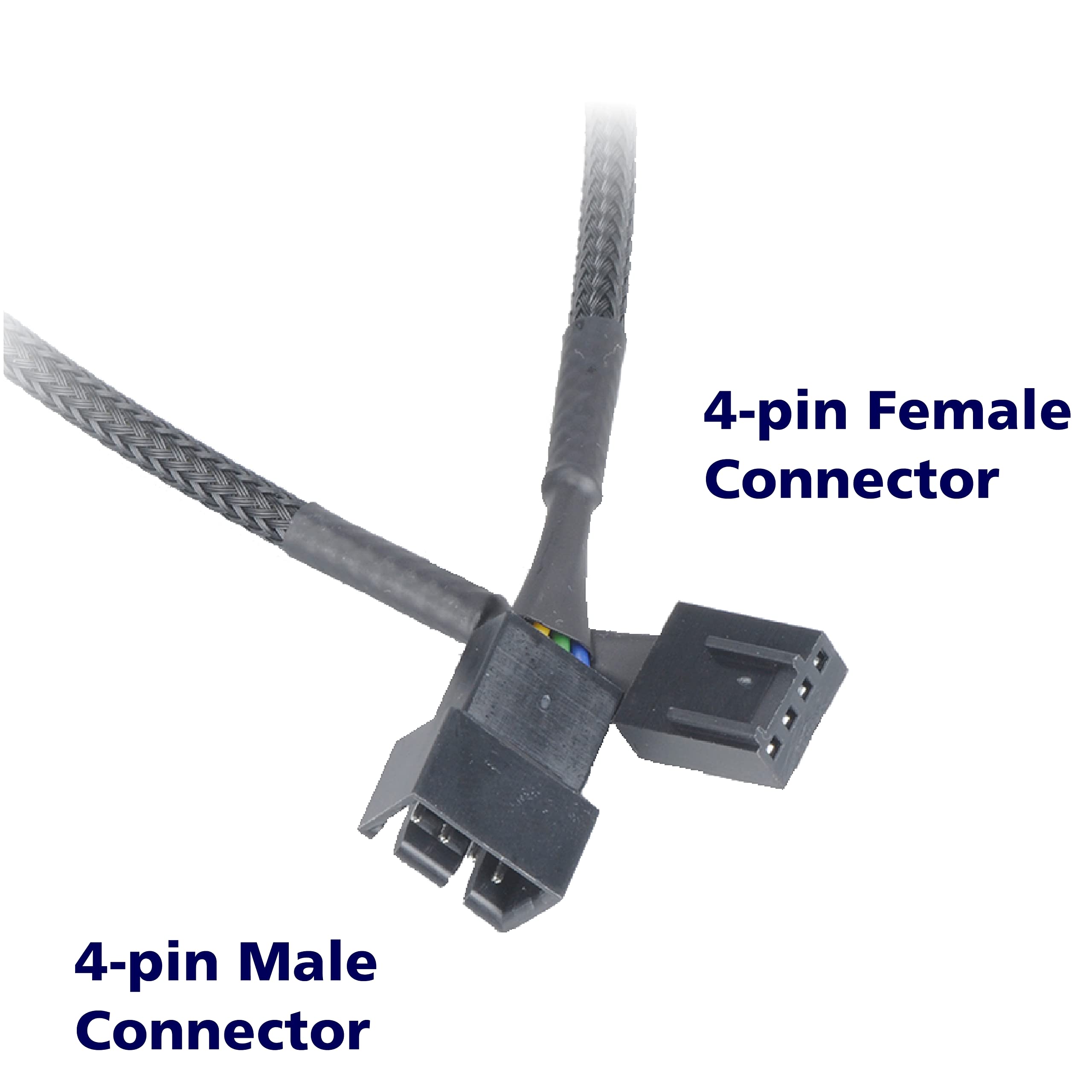 Akasa PWM Fan Extension Cable   4-pin Male to Female Connectors   Compatible with PWM and 3-pin Fan   For Computer Cooling Fans and PC Case Fans   30cm   AK-CBFA01-30