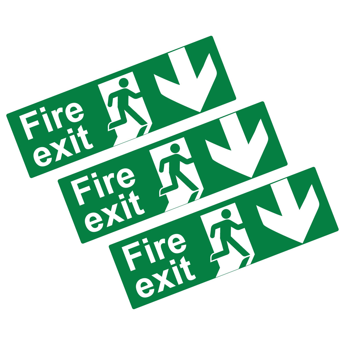 stcky Fire Exit Sign - 30cm x 10cm Ideal Sized Fire Exit Down Arrow Self Adhesive Vinyl Signs [Pack of 3]