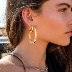 NEVEGE Gold Hoop Earrings Large Gold Hoops Earrings for Women Hypoallergenic Square gold Earrings for Women Big Hoop Earrings for Women 35MM 40MM