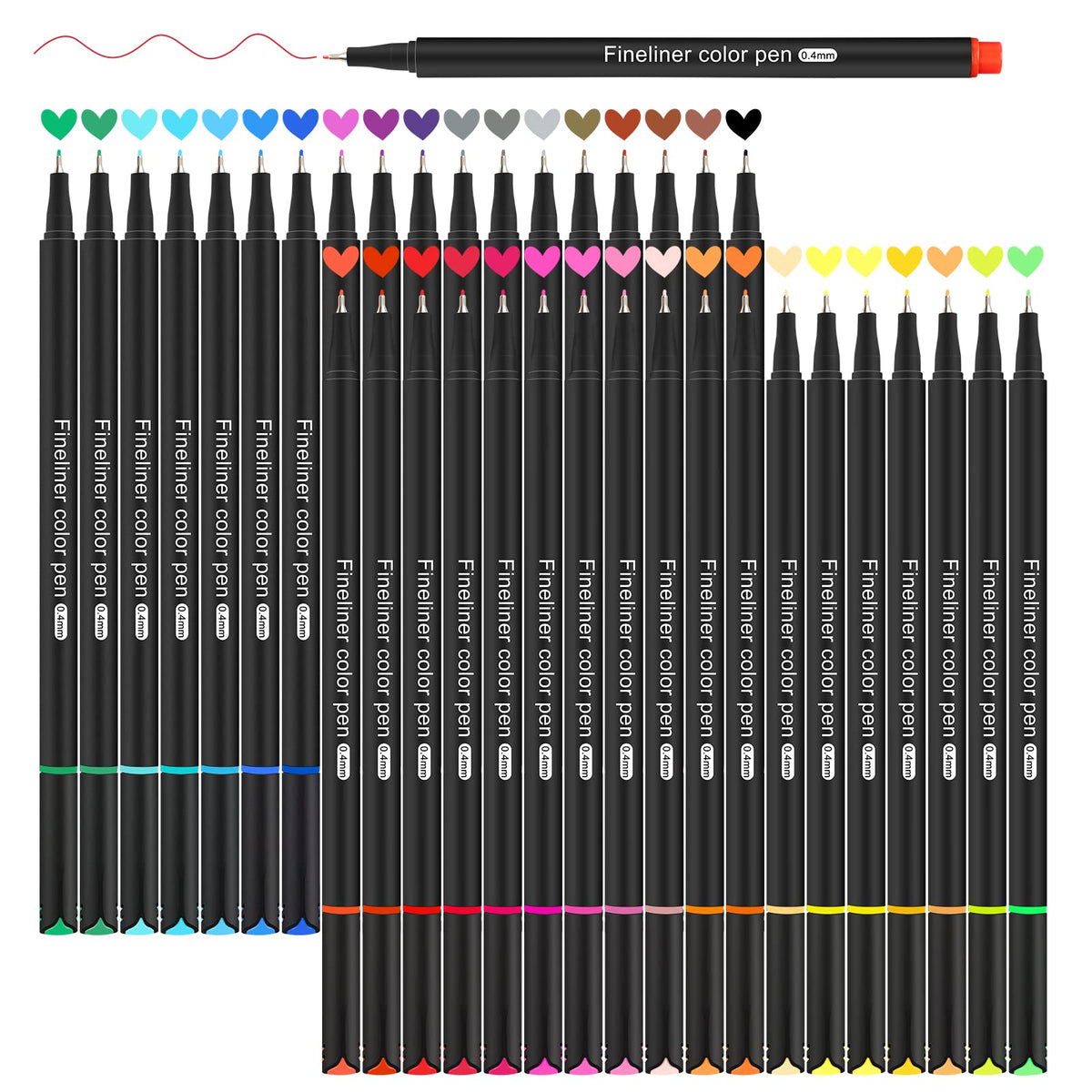 Funnasting Fineliner Pens, Set of 36 Colors Art Pens, Drawing Pens with 0.4mm Fine Tip for Writing, Coloring, Marking, Journaling at Home Office and School, Ideal Bullet Journal Accessory