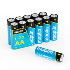 Maplin 12x AA LR6 1.5V Alkaline Batteries 10 Year Shelf Life High Performance